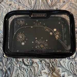 Victoria's Secret Black and Gold Star Cosmetic Bag Set NWT